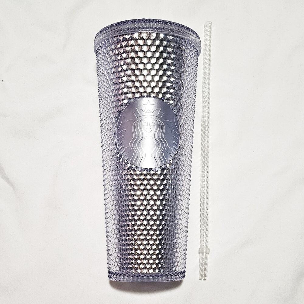 Starbucks New silver platinum clear Holiday 2019 studded venti tumbler 24 oz - Picture 8 of 9